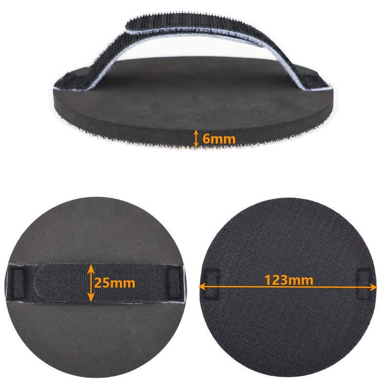 BAIDOON 5" Hook and Loop Pad for Hook & Loop Grip Abrasive Discs, Round Multi-Use Hand Sanding Pad, Hand Sanding Holder, Sandpaper Pads - Image 2